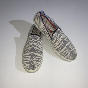 Rothy's The Sneaker Women's 10 Tiger Print Blue Knit Slip On Casual Comfort